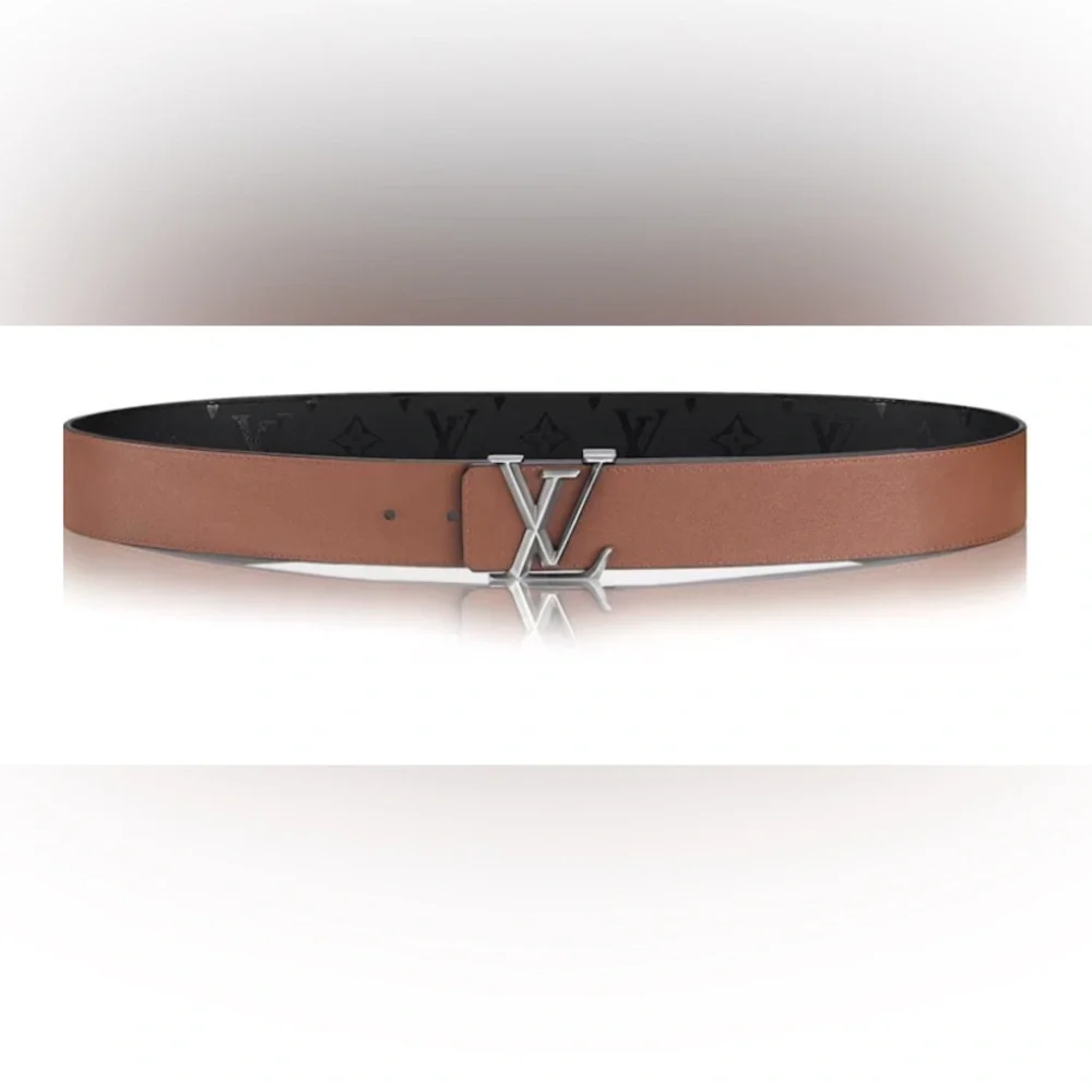 Louis Vuitton Black Monogram Leather Belt with Silver LV Buckle